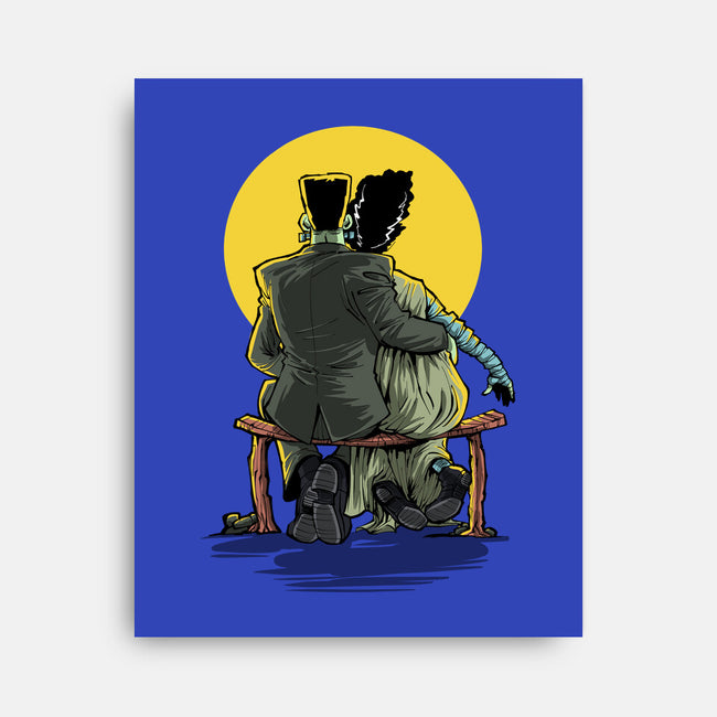 Monster And Bride Gazing At The Moon-None-Stretched-Canvas-zascanauta