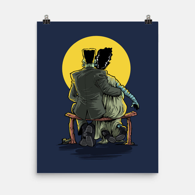 Monster And Bride Gazing At The Moon-None-Matte-Poster-zascanauta