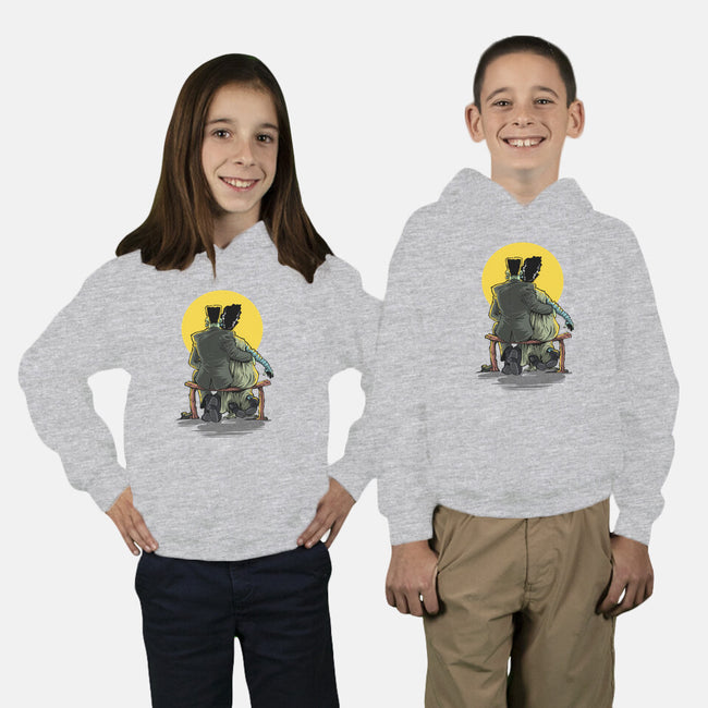 Monster And Bride Gazing At The Moon-Youth-Pullover-Sweatshirt-zascanauta