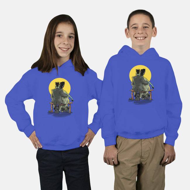 Monster And Bride Gazing At The Moon-Youth-Pullover-Sweatshirt-zascanauta