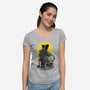 Monster And Bride Gazing At The Moon-Womens-V-Neck-Tee-zascanauta