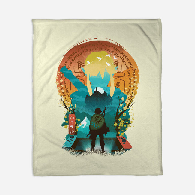 Ukiyo E Hero Landscape-None-Fleece-Blanket-dandingeroz