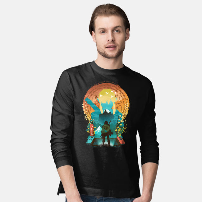 Ukiyo E Hero Landscape-Mens-Long Sleeved-Tee-dandingeroz