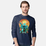 Ukiyo E Hero Landscape-Mens-Long Sleeved-Tee-dandingeroz