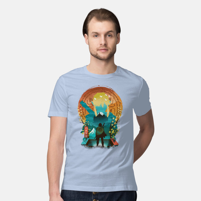 Ukiyo E Hero Landscape-Mens-Premium-Tee-dandingeroz