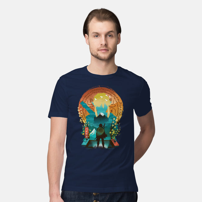 Ukiyo E Hero Landscape-Mens-Premium-Tee-dandingeroz