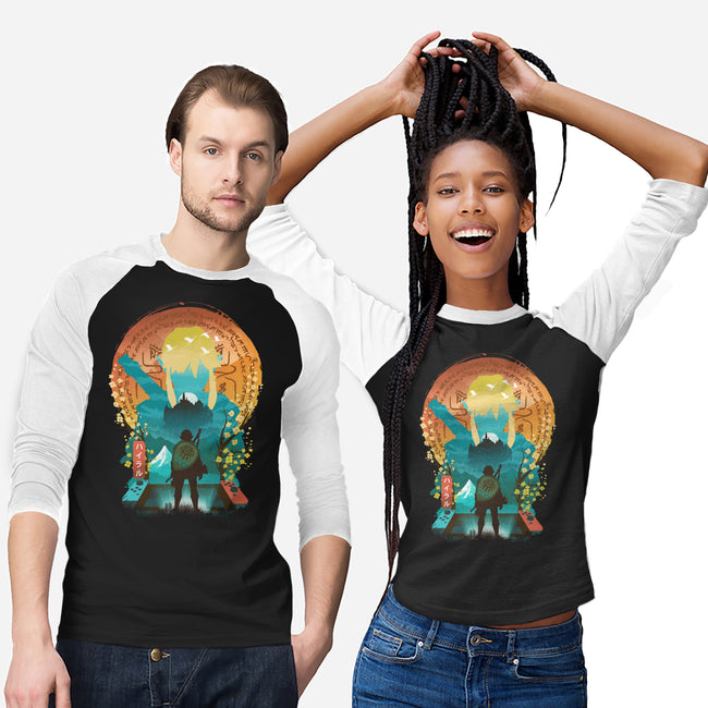 Ukiyo E Hero Landscape-Unisex-Baseball-Tee-dandingeroz