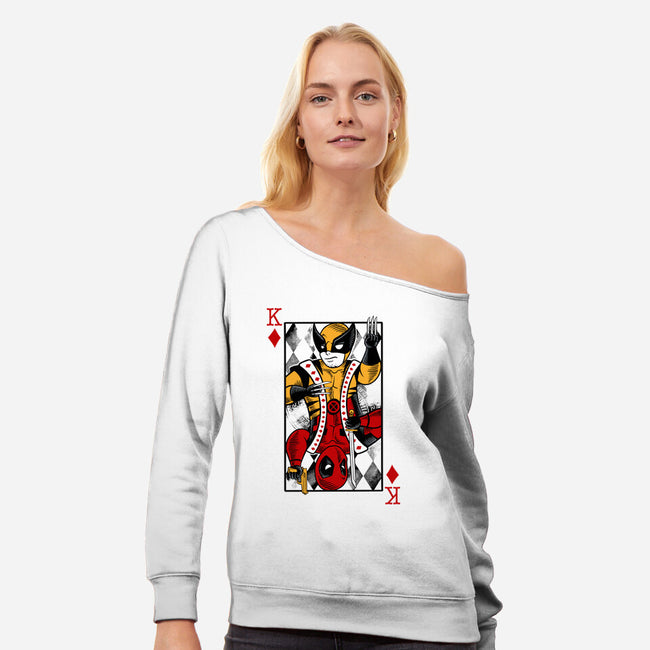 Double King-Womens-Off Shoulder-Sweatshirt-spoilerinc