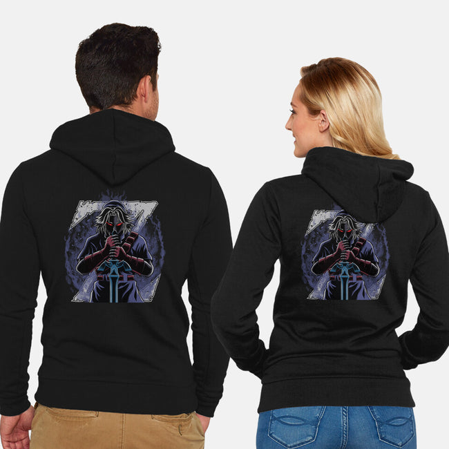 Hero's Shadow-Unisex-Zip-Up-Sweatshirt-rmatix