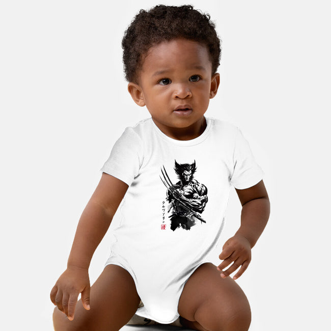 Mutant Samurai Sumi-e-Baby-Basic-Onesie-DrMonekers