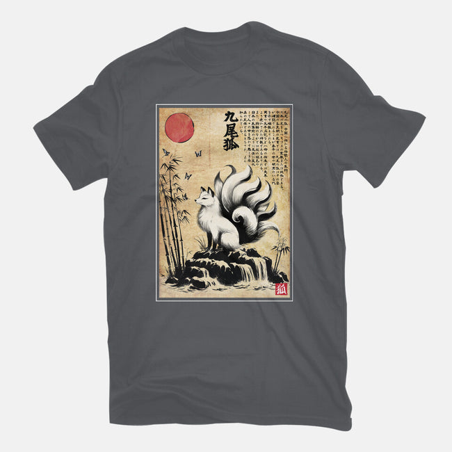 Kitsune Woodblock-Womens-Fitted-Tee-DrMonekers