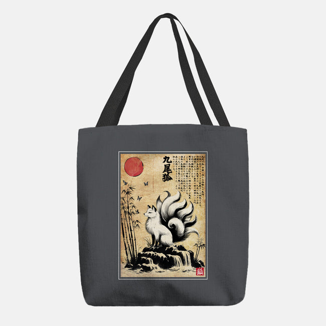 Kitsune Woodblock-None-Basic Tote-Bag-DrMonekers