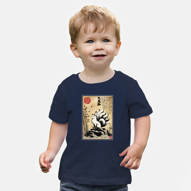 Kitsune Woodblock-Baby-Basic-Tee-DrMonekers