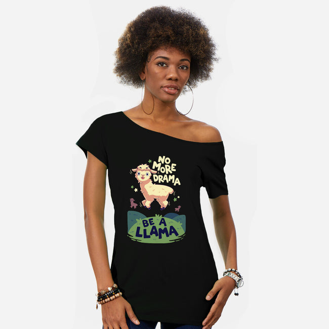 No More Drama-Womens-Off Shoulder-Tee-Geekydog