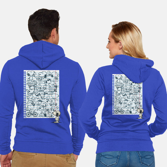 Doodle Beagle-Unisex-Zip-Up-Sweatshirt-Xentee