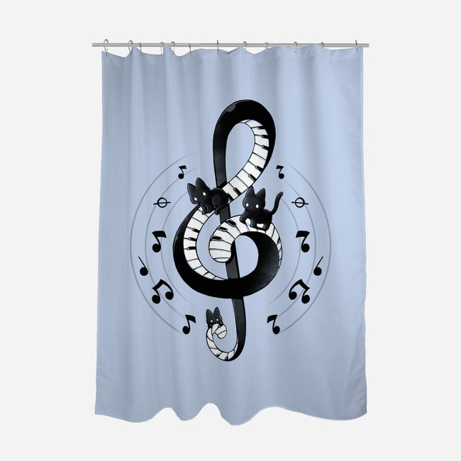 Violin Key Kittens-None-Polyester-Shower Curtain-Vallina84