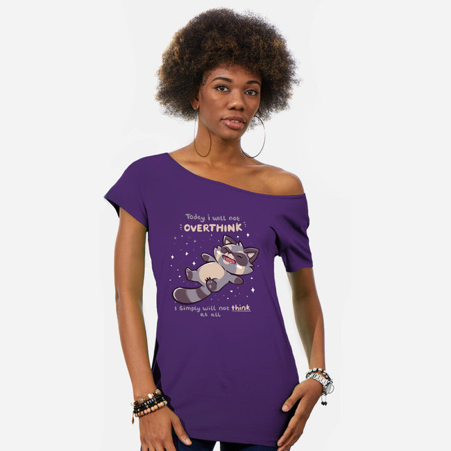 No Thoughts Raccoon-Womens-Off Shoulder-Tee-TechraNova