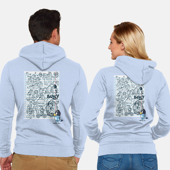 Doodle Heeler-Unisex-Zip-Up-Sweatshirt-Xentee