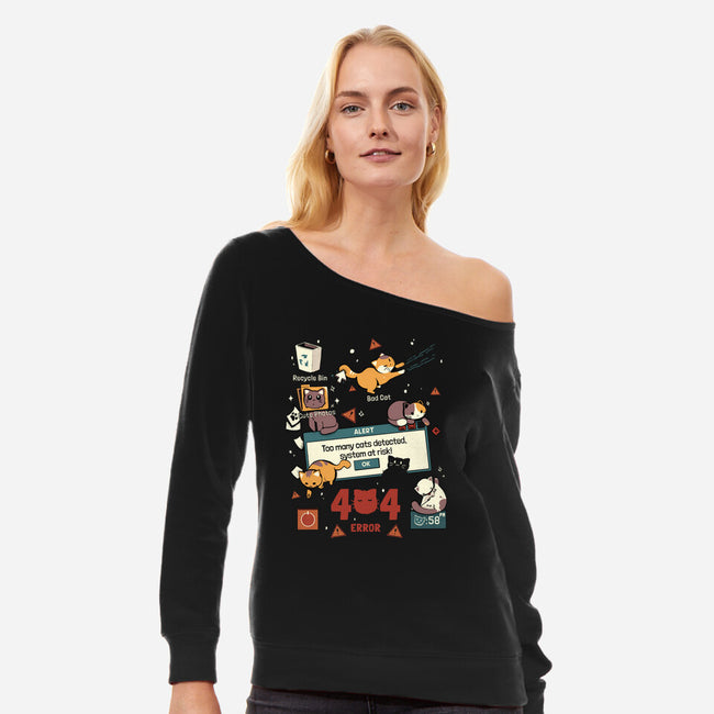 Too Many Cats Alert-Womens-Off Shoulder-Sweatshirt-Heyra Vieira