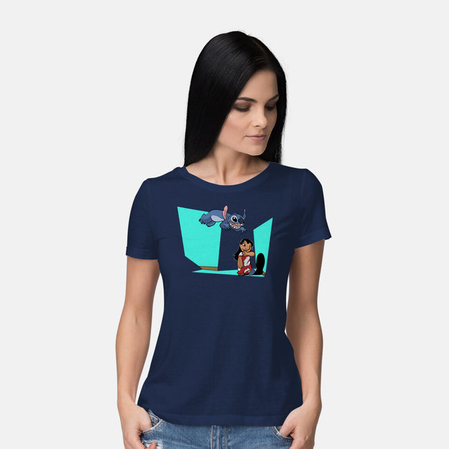 Alien And Girl-Womens-Basic-Tee-zascanauta