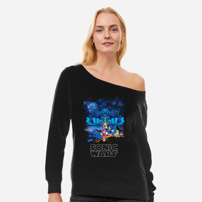 Sonic Wars-Womens-Off Shoulder-Sweatshirt-dalethesk8er