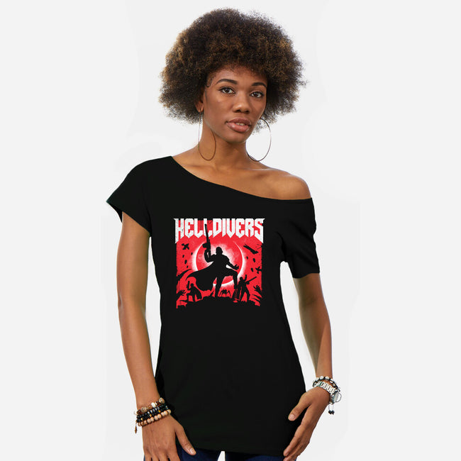 Helldivers Doom-Womens-Off Shoulder-Tee-rocketman_art