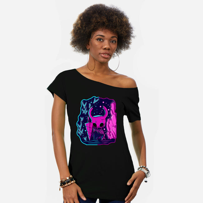 The Hollow Neon Knight-Womens-Off Shoulder-Tee-nickzzarto