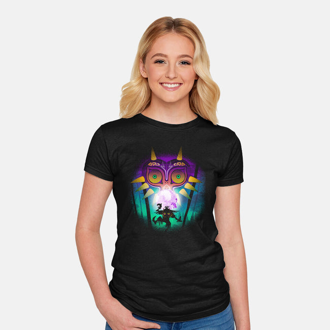 The Moon And The Mask-Womens-Fitted-Tee-Donnie