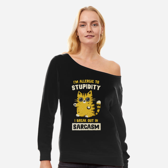 Allergic To Stupidity-Womens-Off Shoulder-Sweatshirt-kg07