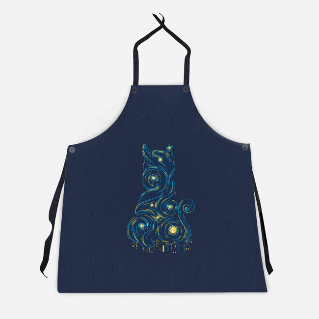 Rooftop Cat-Unisex-Kitchen-Apron-sebasebi