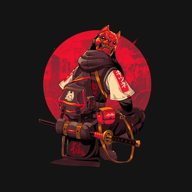 Red Kitsune Samurai-None-Removable Cover-Throw Pillow-Bruno Mota