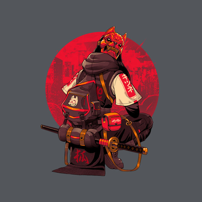 Red Kitsune Samurai-None-Removable Cover-Throw Pillow-Bruno Mota