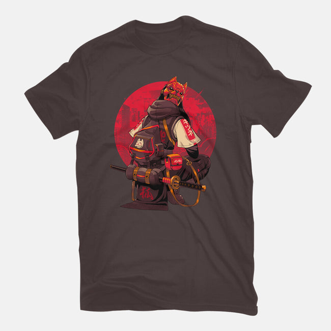 Red Kitsune Samurai-Womens-Basic-Tee-Bruno Mota