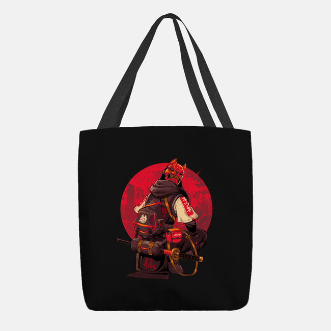 Red Kitsune Samurai-None-Basic Tote-Bag-Bruno Mota