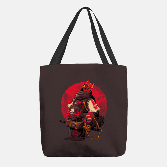 Red Kitsune Samurai-None-Basic Tote-Bag-Bruno Mota