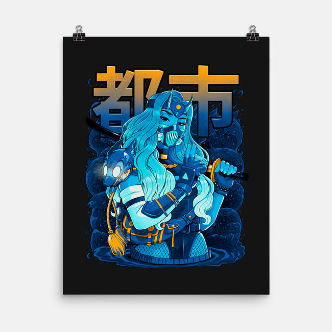 Water Urban Samurai-None-Matte-Poster-Bruno Mota