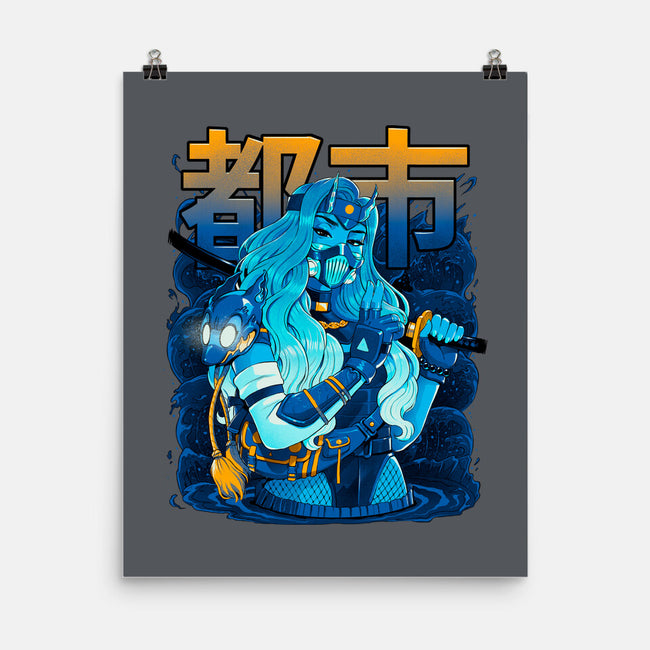 Water Urban Samurai-None-Matte-Poster-Bruno Mota