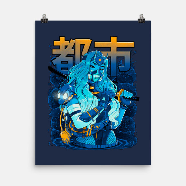 Water Urban Samurai-None-Matte-Poster-Bruno Mota