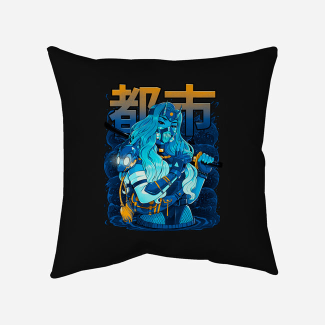 Water Urban Samurai-None-Removable Cover-Throw Pillow-Bruno Mota