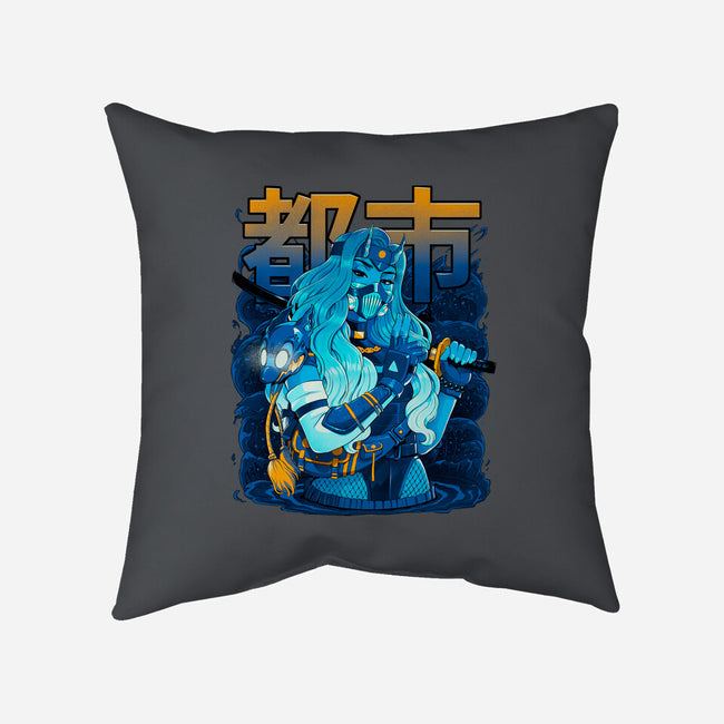 Water Urban Samurai-None-Removable Cover-Throw Pillow-Bruno Mota