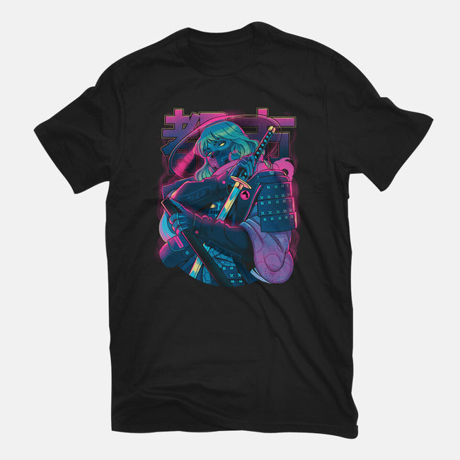 Cyber Neon Samurai-Womens-Basic-Tee-Bruno Mota