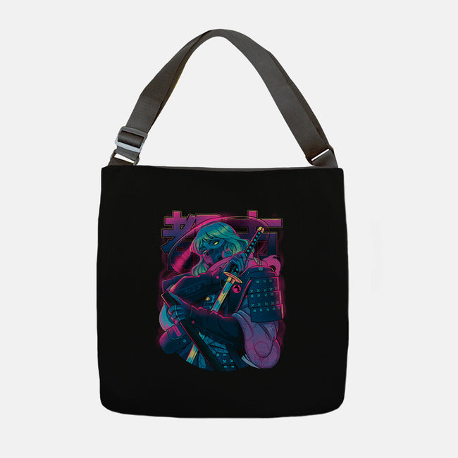 Cyber Neon Samurai-None-Adjustable Tote-Bag-Bruno Mota