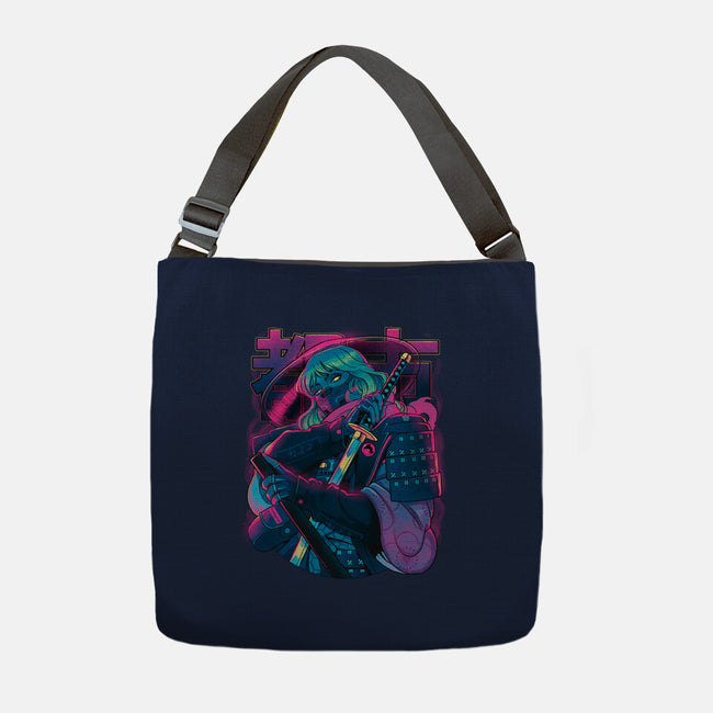 Cyber Neon Samurai-None-Adjustable Tote-Bag-Bruno Mota