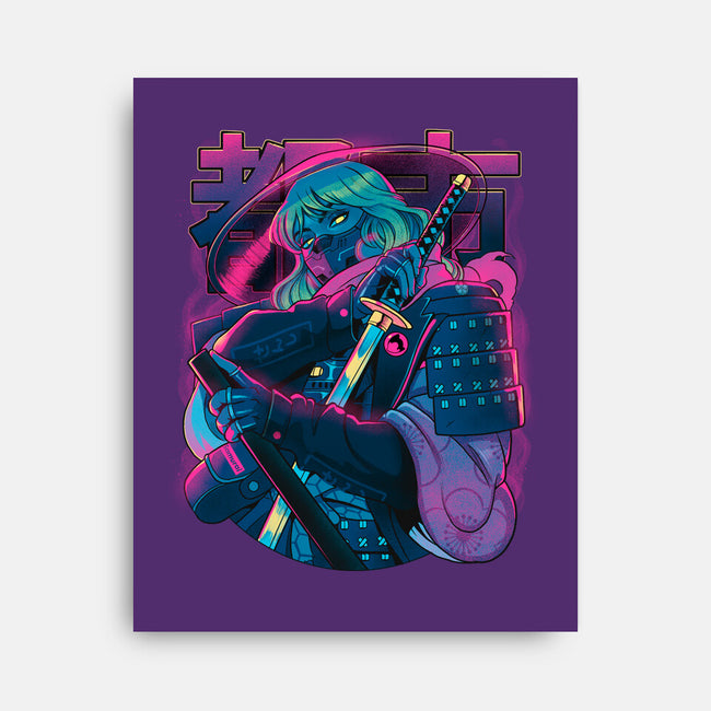 Cyber Neon Samurai-None-Stretched-Canvas-Bruno Mota