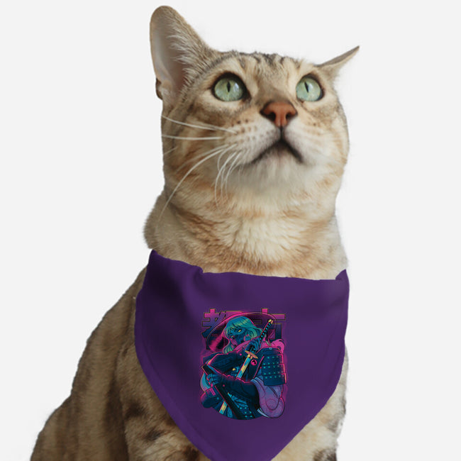 Cyber Neon Samurai-Cat-Adjustable-Pet Collar-Bruno Mota