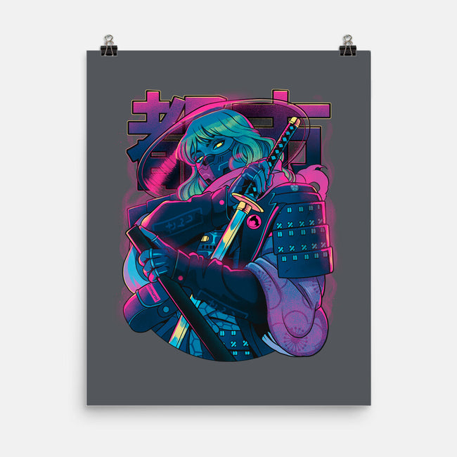 Cyber Neon Samurai-None-Matte-Poster-Bruno Mota