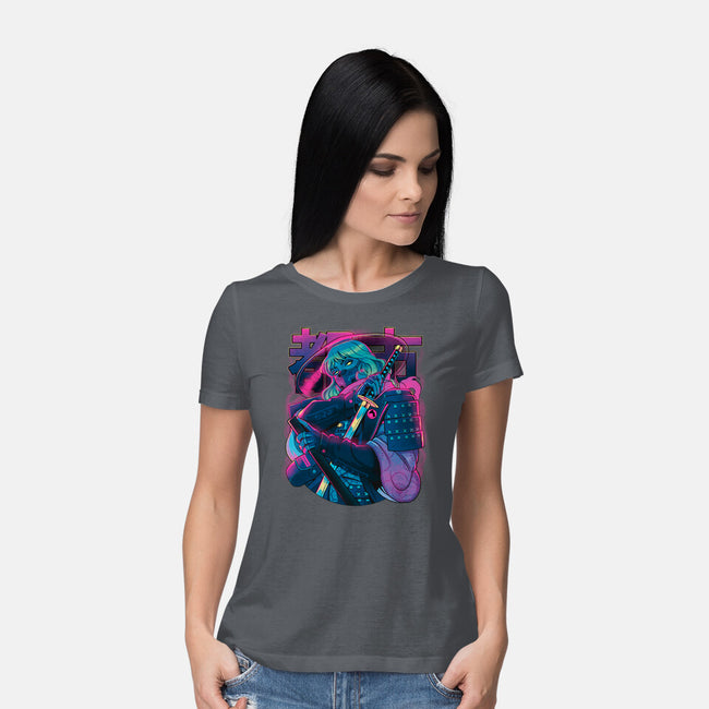 Cyber Neon Samurai-Womens-Basic-Tee-Bruno Mota