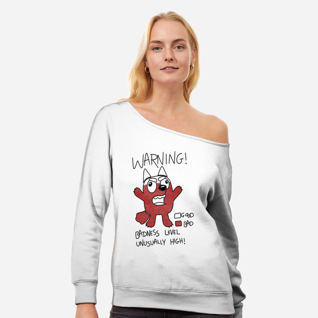 Muffin’s Badness Level-Womens-Off Shoulder-Sweatshirt-Alexhefe