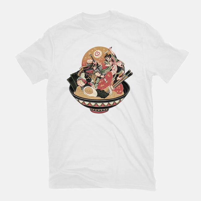 Noodle Fight-Womens-Basic-Tee-momma_gorilla