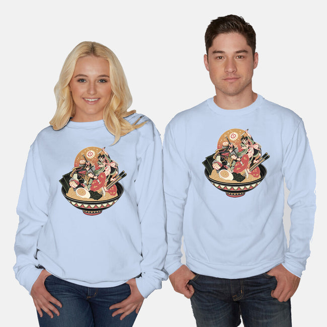 Noodle Fight-Unisex-Crew Neck-Sweatshirt-momma_gorilla